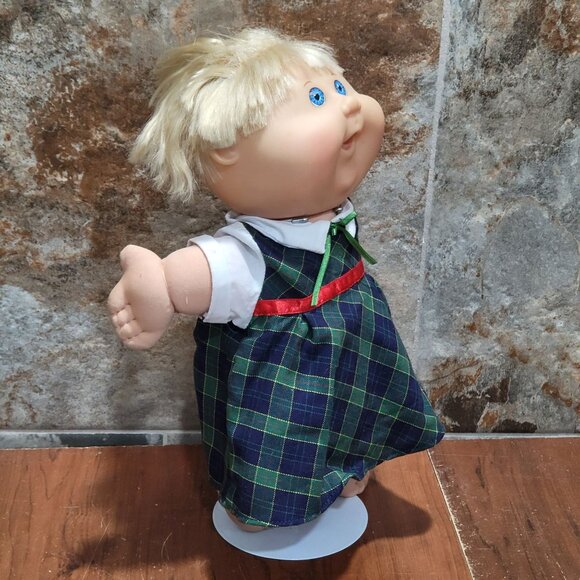 Cabbage Patch Kids Doll Play Along 2004 Green Blue Plaid Dress Blue Eyes - Picture 12 of 13